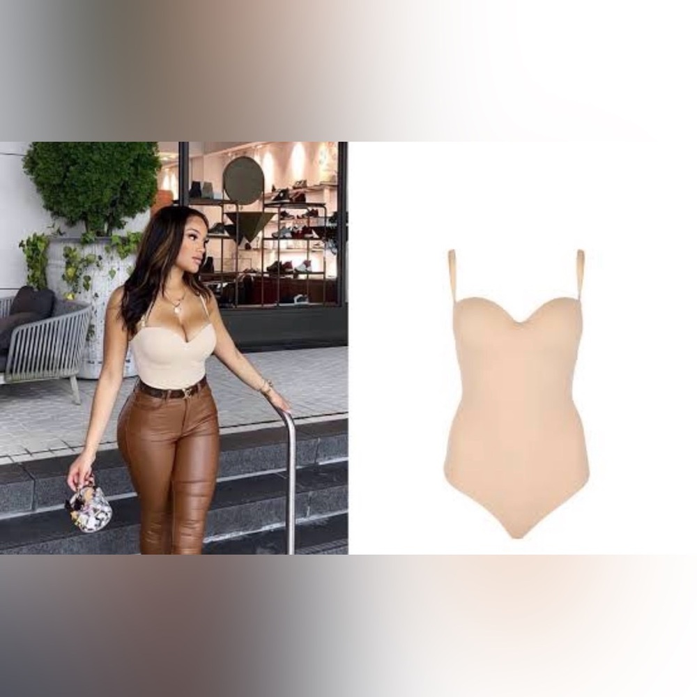 Wolford NWT Best Seller: Matt De Luxe String Bodysuit - Powder: M body & C-cup - Picture 7 of 11